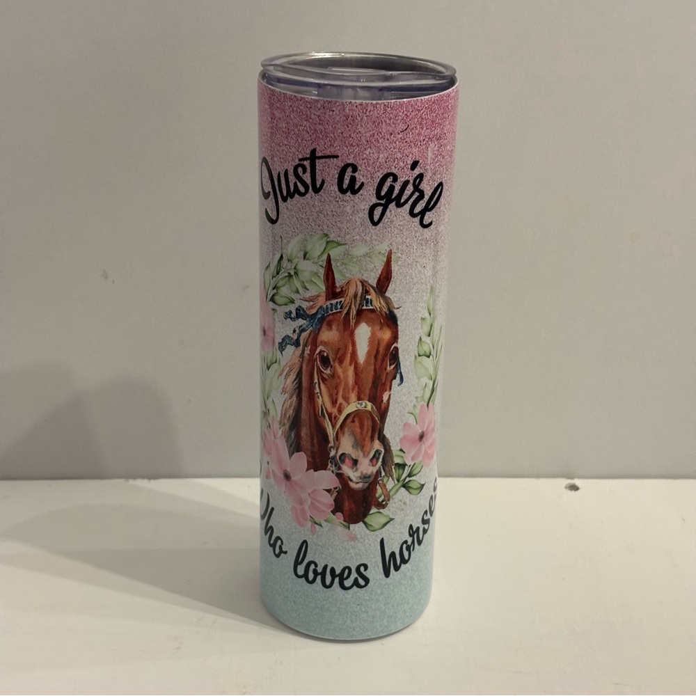 Water Tumbler with Image of Horse and Personalized Pat  Thermos